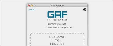 gaf converter standalone application for 2d animations