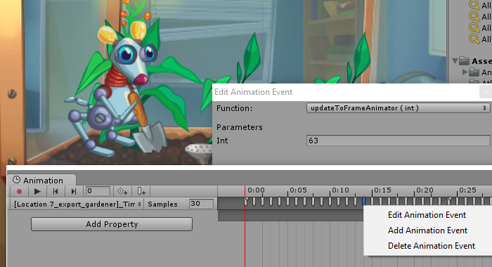 Editing animation clips in Unity with GAF plugin